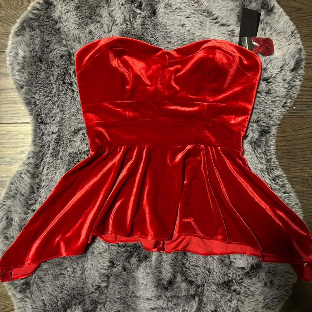 Guess Red velvet halter top